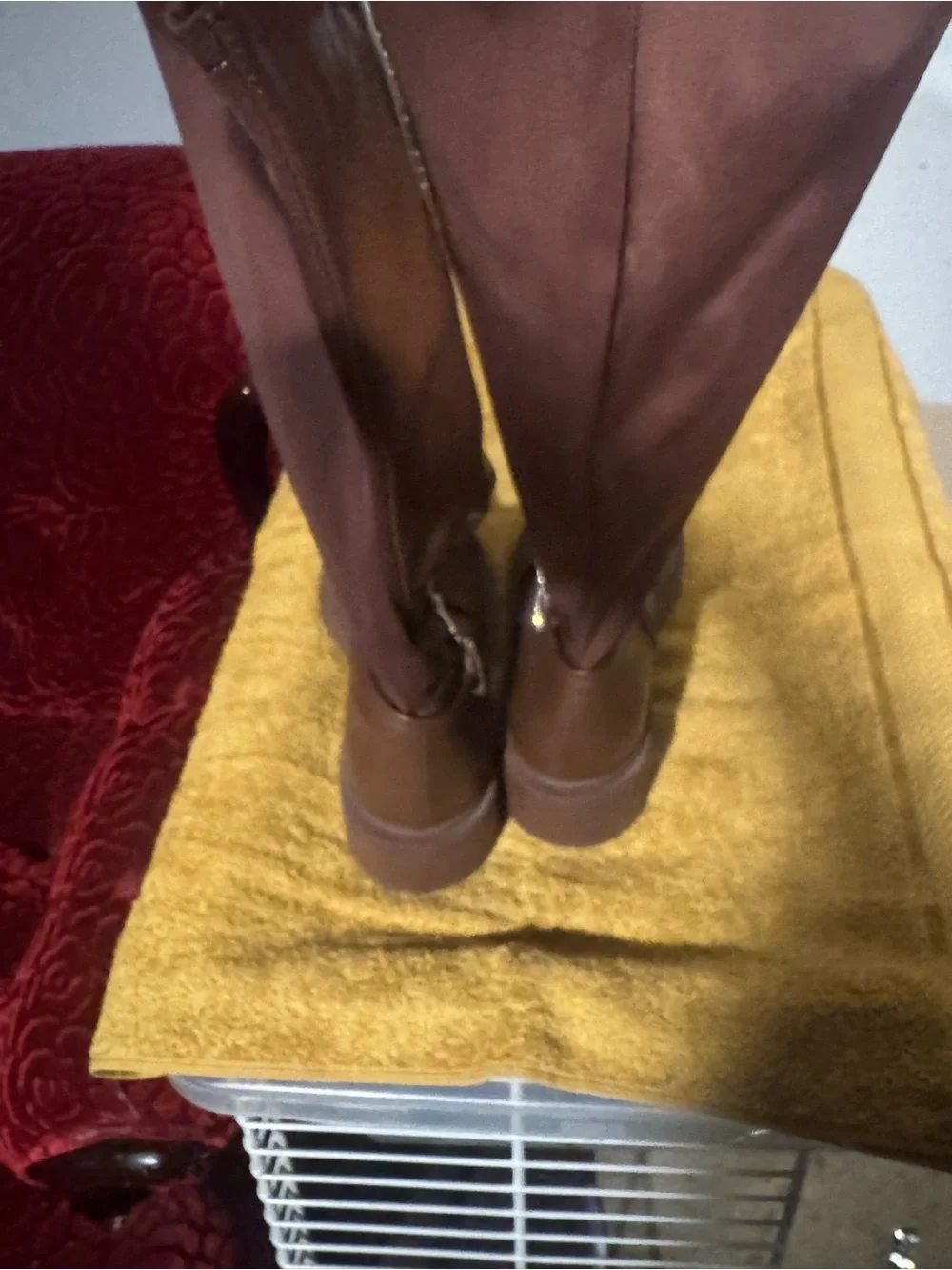 Over-the-Knee Dark Brown Boot with Rhinestone Bit Accent
